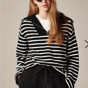 JCrew Heritage Terry Black and White Women's Quarterzip